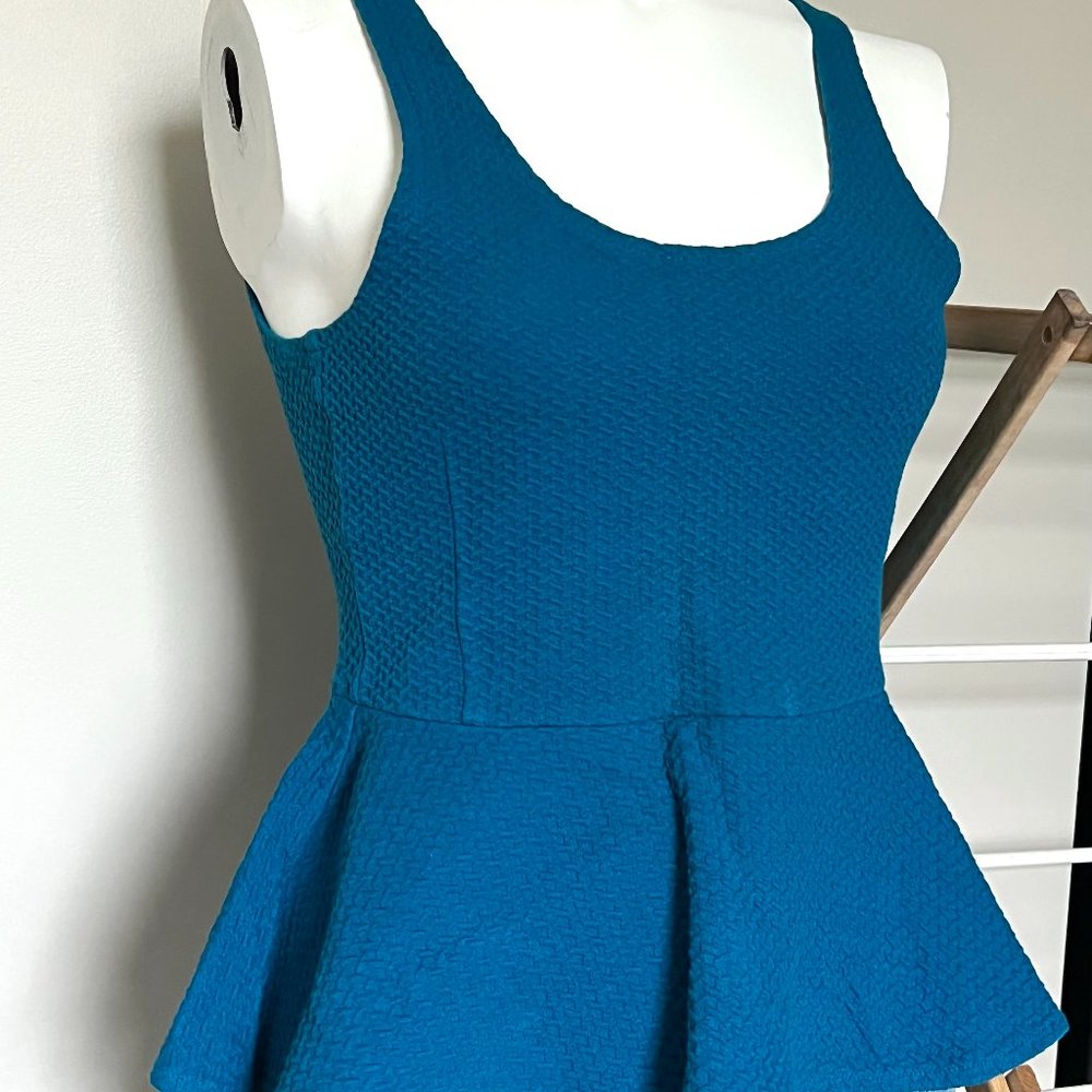 GANNI Blue Peplum Sleeveless Top
